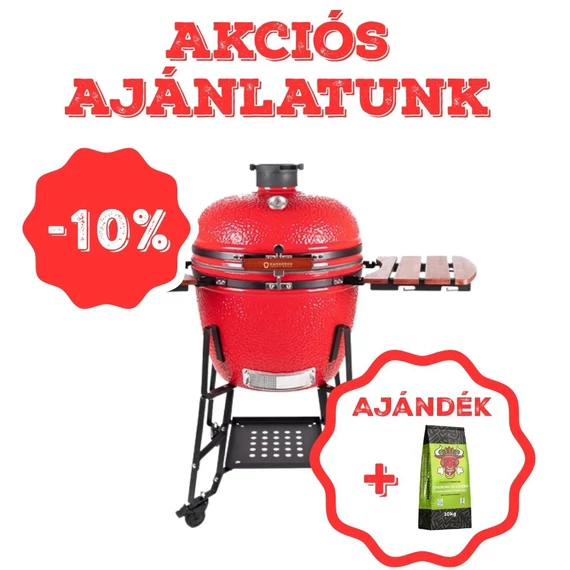 Kamado4u EVO Greater kerámia grill piros állványos