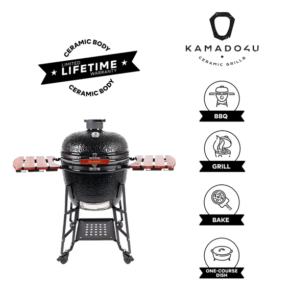 Kamado4u EVO Greater D52 kerámia grill fekete állványos