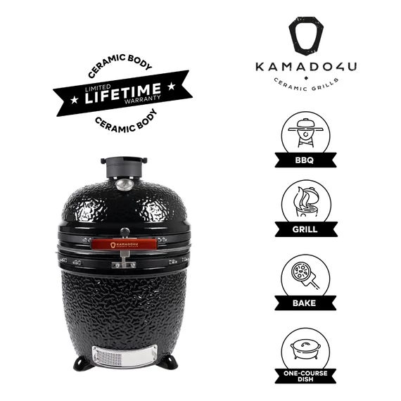 Kamado4u EVO Meater kerámia grill fekete pultba építhető