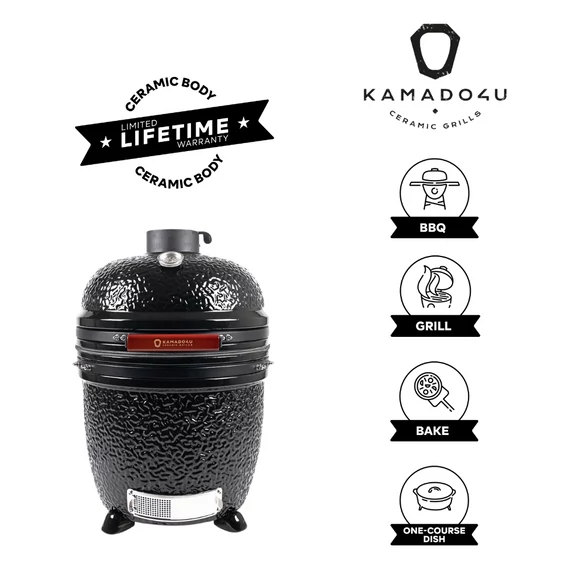 Kamado4u NEO CLASSIC Meater kerámia grill fekete pultba építhető