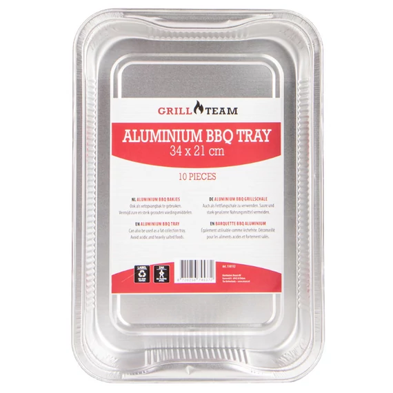 GrillTeam BBQ alumínium tálca  34x21x4,5cm, 10 db