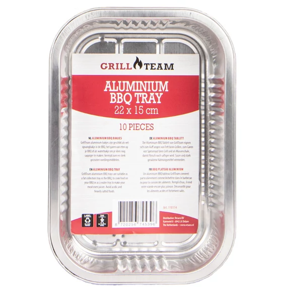GrillTeam BBQ alumínium tálca 22x15x4,3cm, 10 db