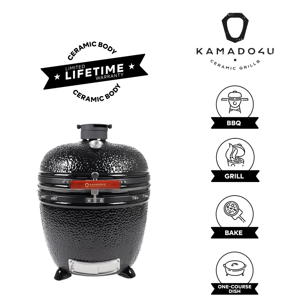 Kamado4u EVO Greater kerámia grill fekete pultba építhető