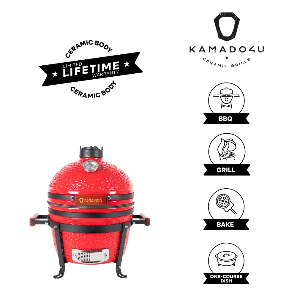 Kamado4u EVO Traveller kerámia grill piros asztali