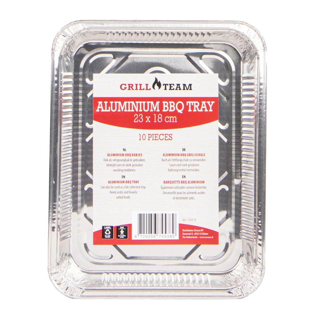 GrillTeam BBQ alumínium tálca 23x18x3,7cm, 10 db